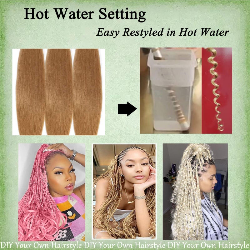 ALIABSION Pre-Stretched Braiding Hair 26 Inch 8 Packs Brown Braiding Hair Pre Stretched for Twist or Box Braids Hot Water Setting Soft Yaki Synthetic Knotless Braid Hair Extension (Color 30#) - Image 5